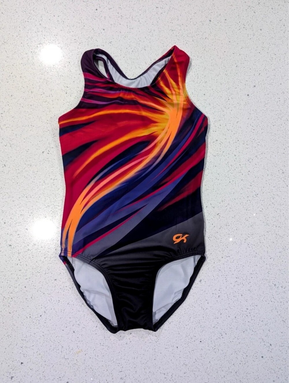 COMPETITION GK ELITE Gymnastics Dance Leotard Large RAINBOW Racerback SOFT